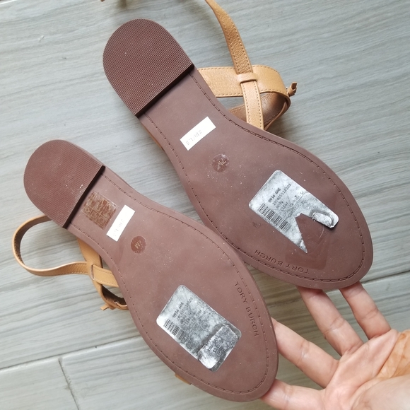 ONLY TRIED ON Tory Burch Two Band Miller Sandals Gold Logo Sling back - Picture 10 of 16